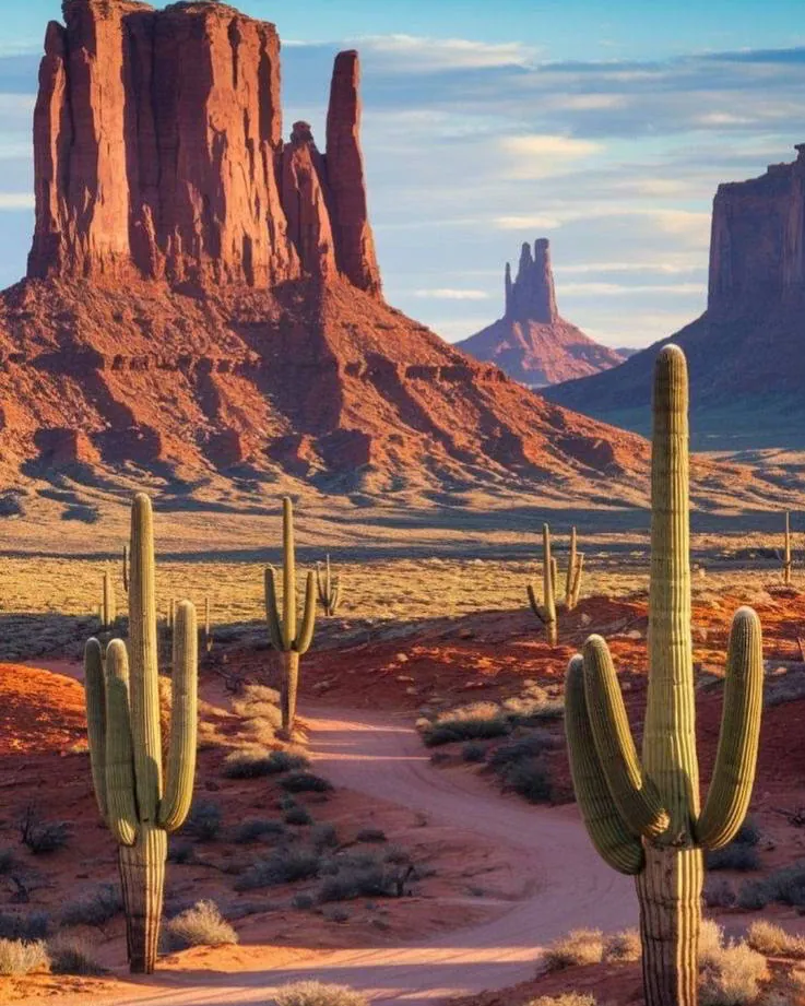 Mesas et cactus du désert du Nouveau-Mexique