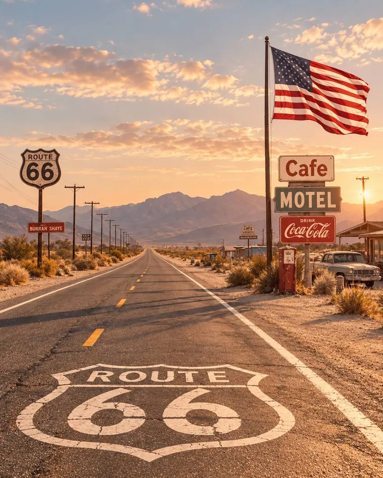 La Route 66 traversant le désert américain